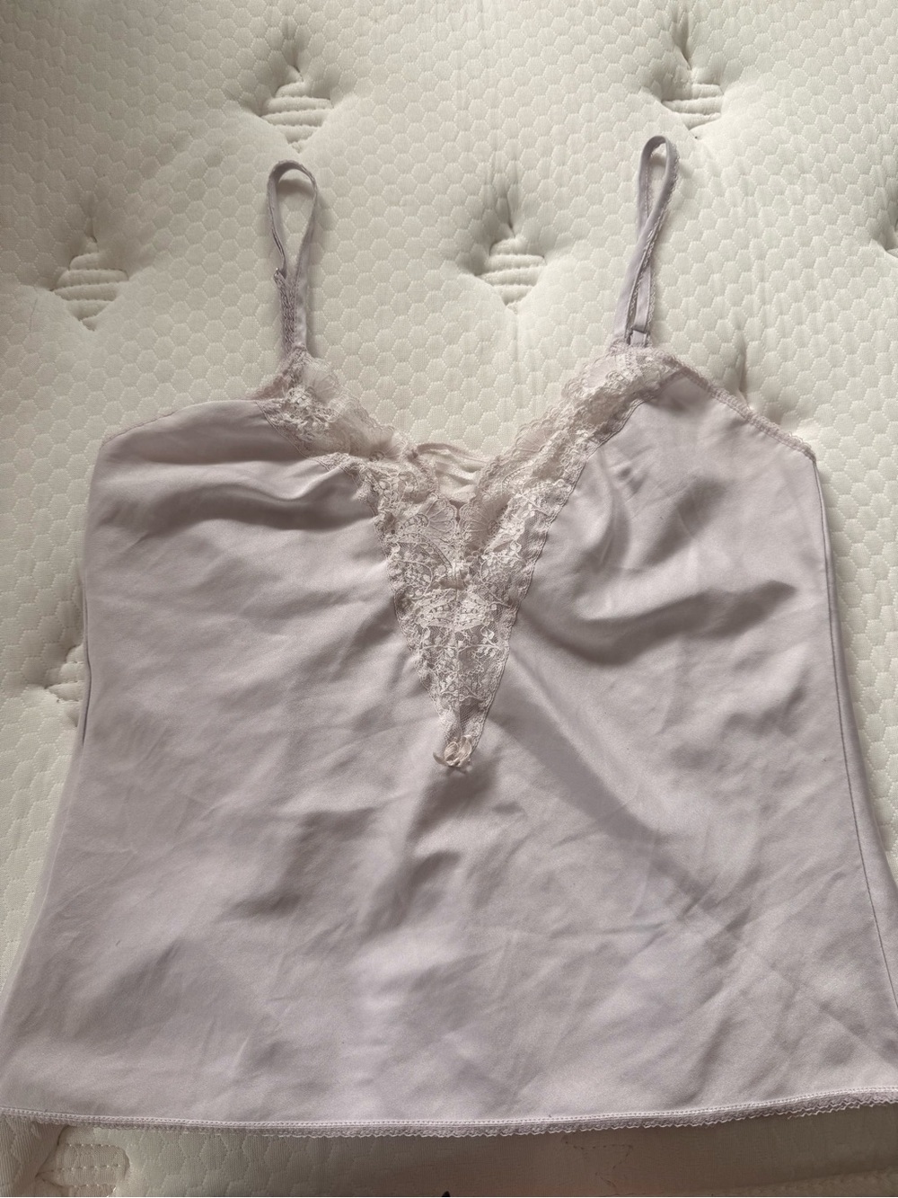 Lace Trim Satin Camisole in Light Lilac #1
